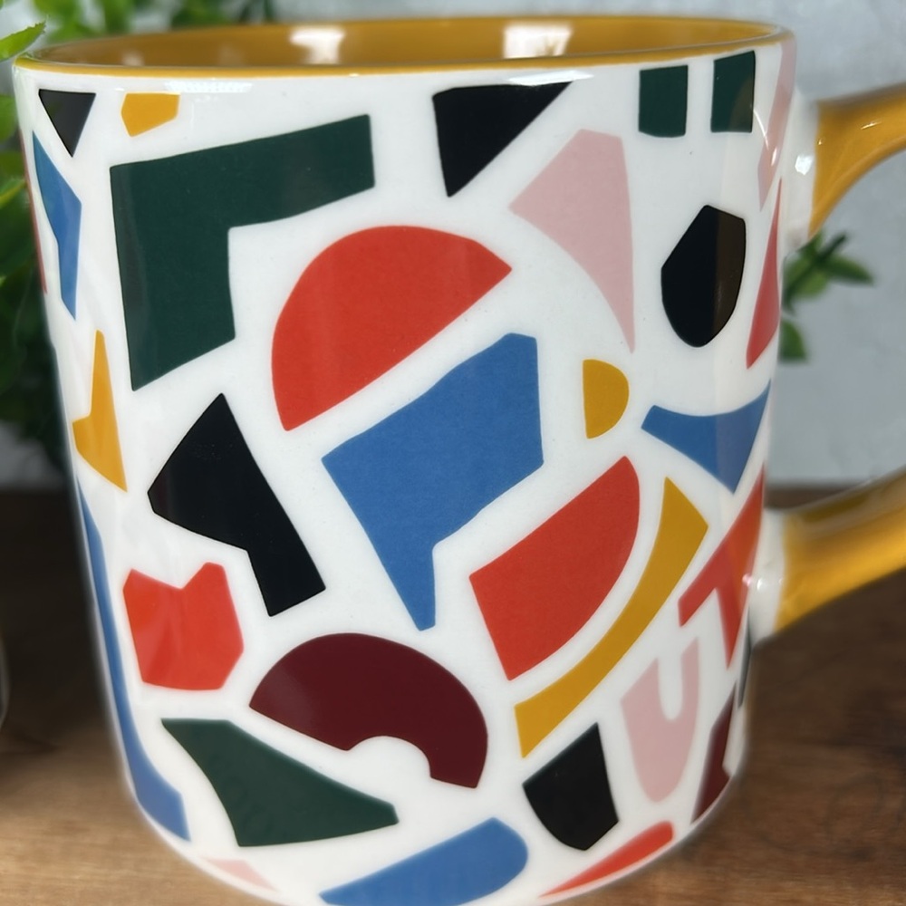 Room Essentials Multicolor Mugs with Gold Handles Mosaic Design 16 oz Mugs NWT - Picture 8 of 12
